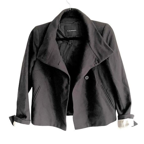 CLUB MONACO Cropped Wool Cashmere Fall Winter Jacket Blazer Black XS - Picture 6 of 12